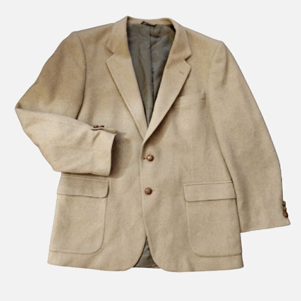 VTG 90s Bergren's Tacoma Beige Camel Hair Blend Sport Coat Blazer SZ 42R
